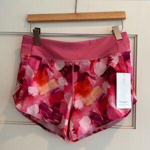 NWT Athleta pink printed run with it 3.5” shorts